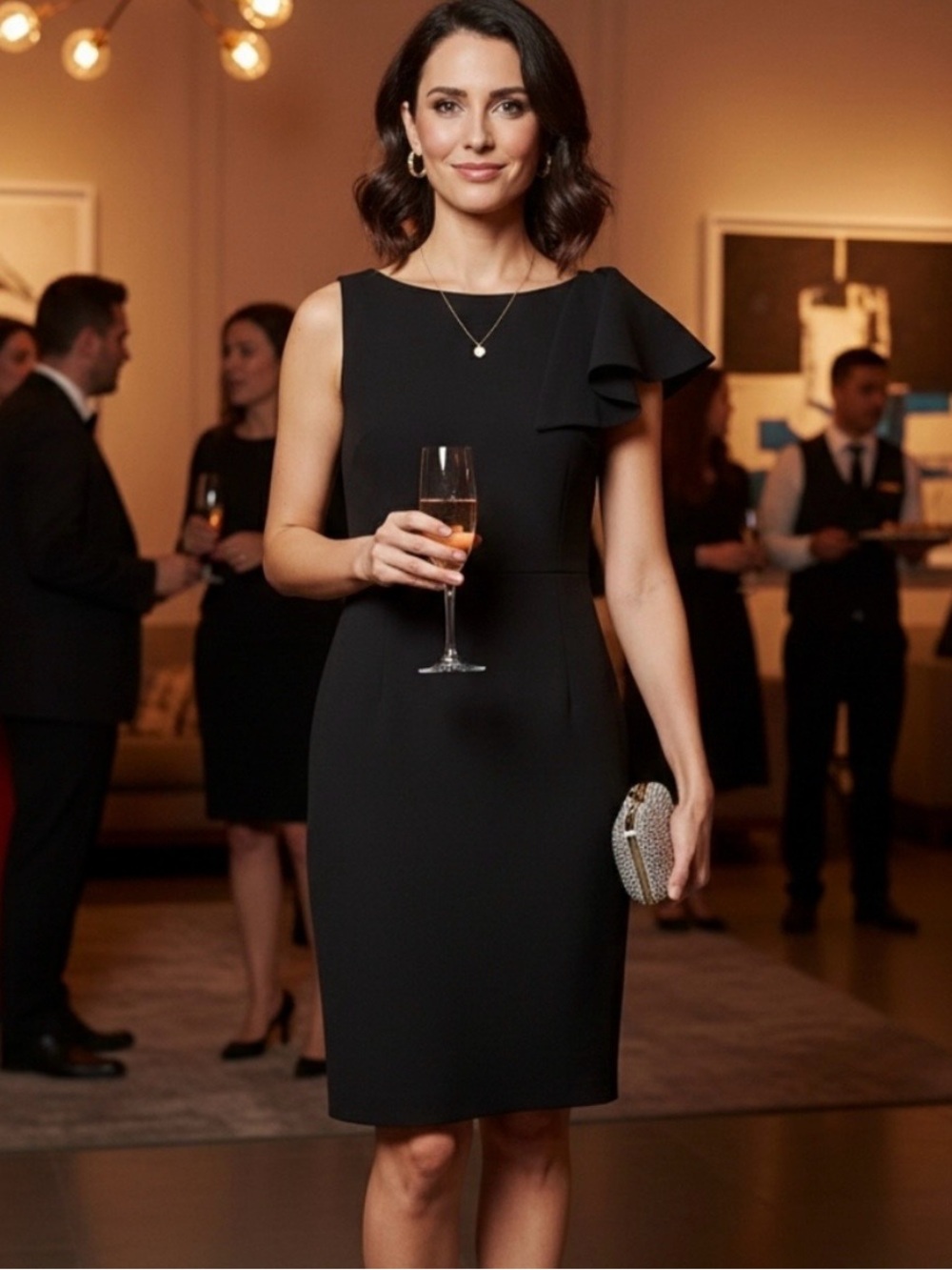NWT MaxMara black minimalist chic cocktail party dress M
